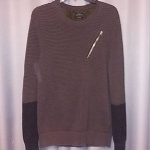 All Saints Chocolate Sweater Diagonal Zip-Pocket